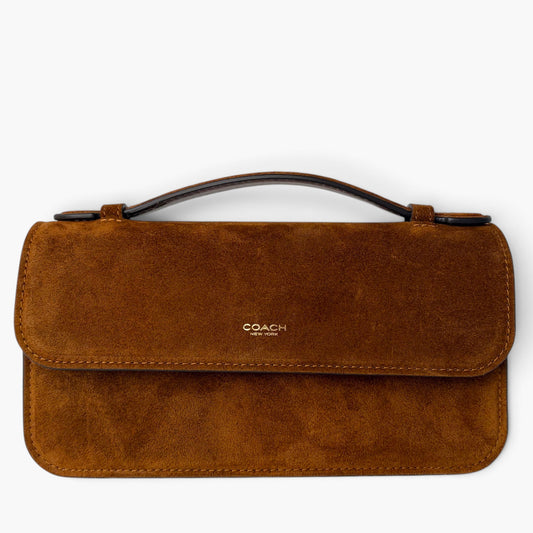Elora Suede Top Handle Crossbody Bag Warm Brown