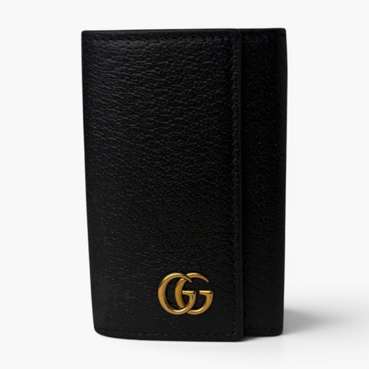GUCCI GG Marmont Black Leather 6 Key Case