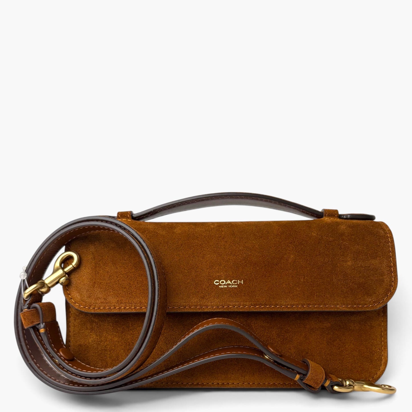 Elora Suede Top Handle Crossbody Bag Warm Brown