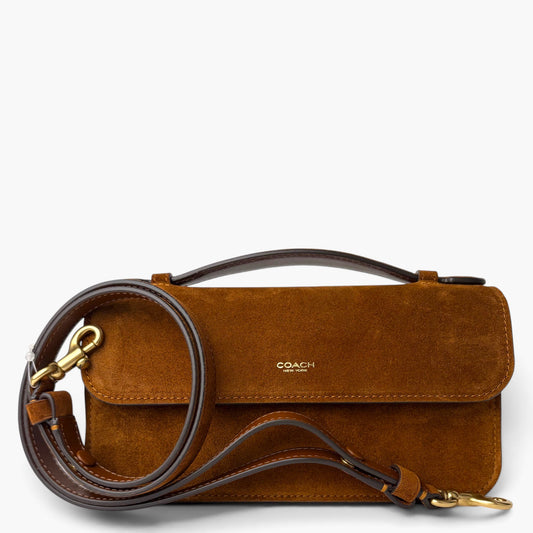 Elora Suede Top Handle Crossbody Bag Warm Brown