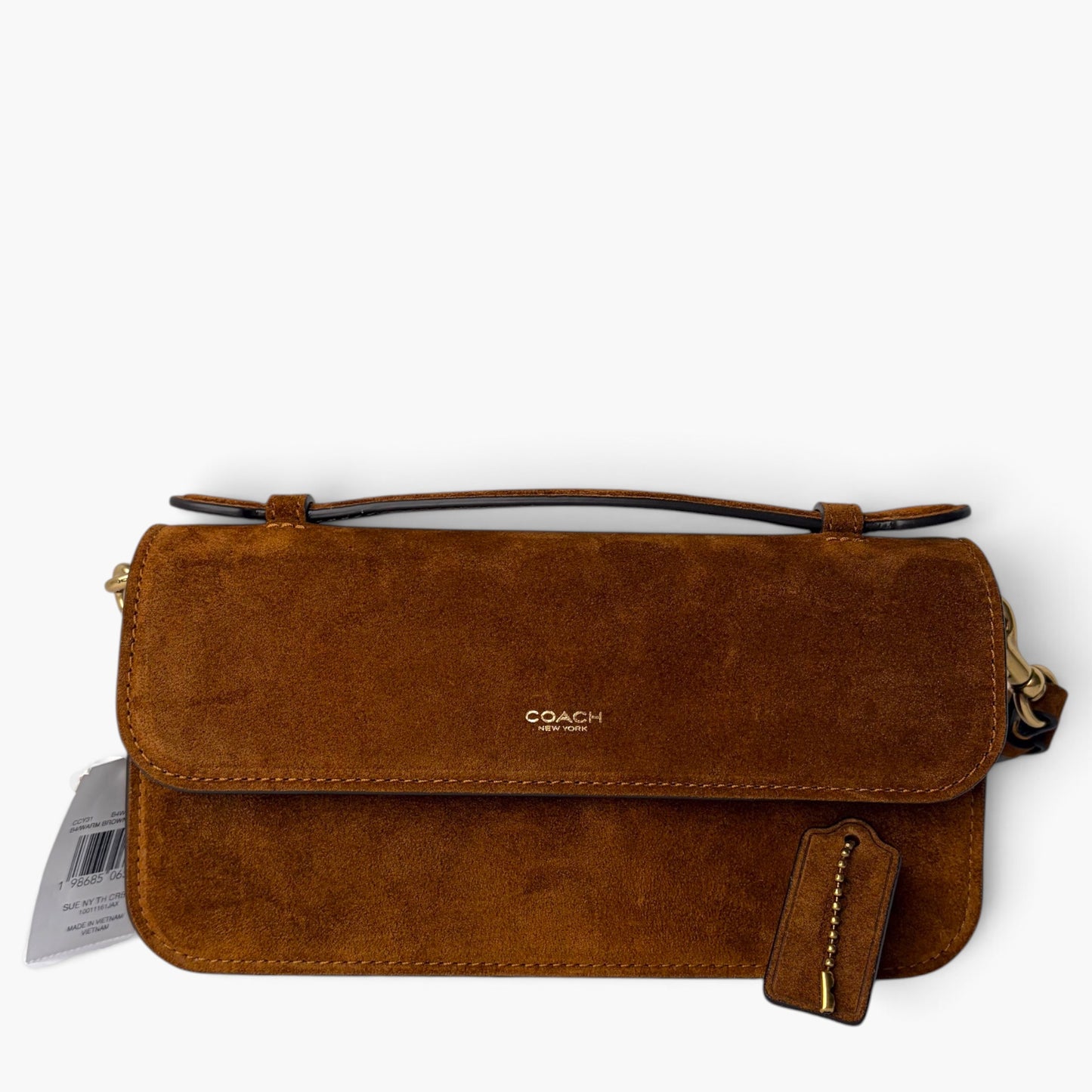 Elora Suede Top Handle Crossbody Bag Warm Brown